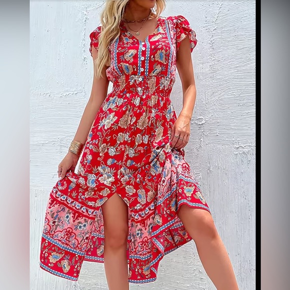 TRIBAL PRINT RUCHED DRESS - Picture 5 of 14